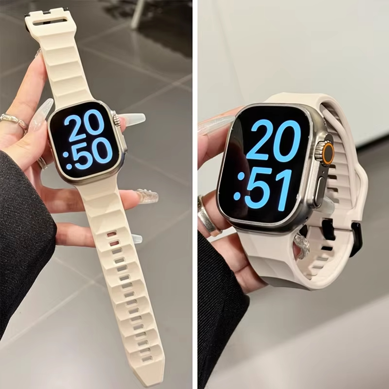 Smartwatch Apple Watches For Women - 내구성 있는 웨이브 실리콘 시계줄 (애플워치