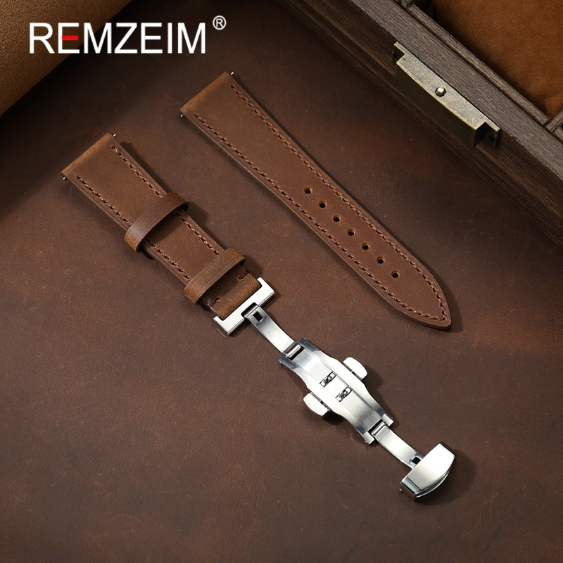 Smartwatch Vintage Watches For Women - 남녀 공용 크레이지 호스 가죽 시계줄
