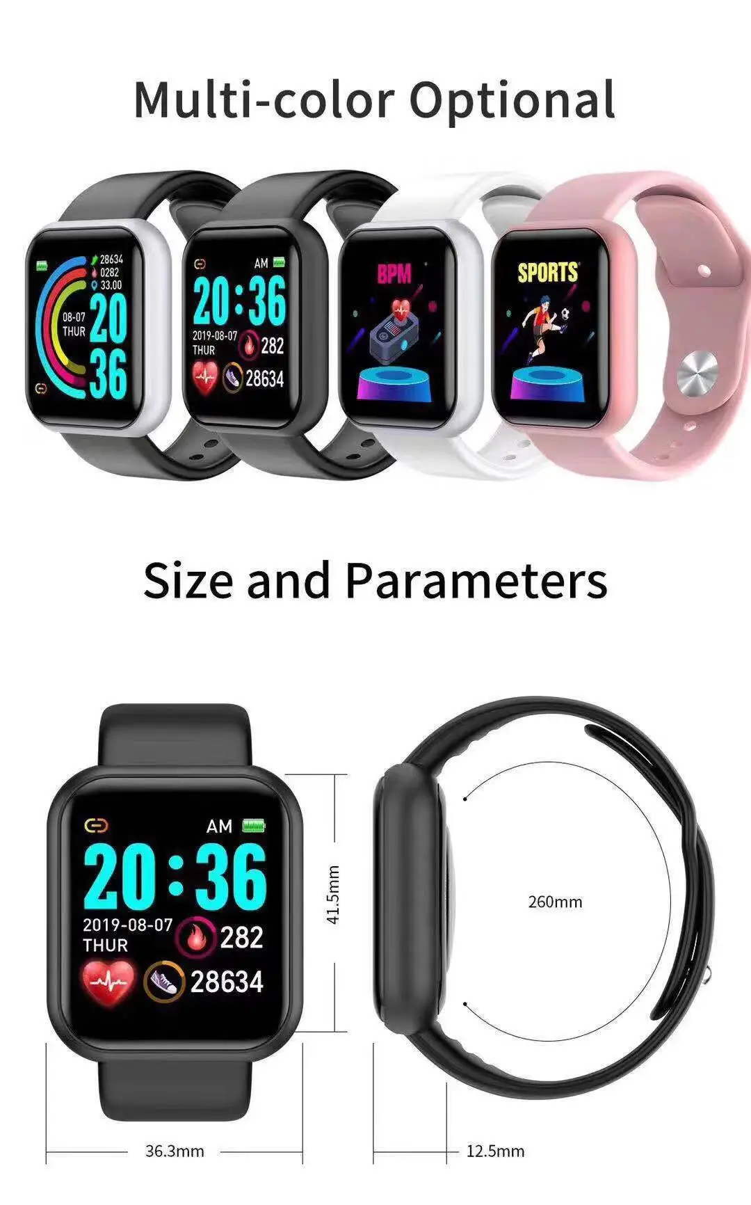 Smartwatch Sports Watches For Men - D20 Pro 스마트워치 남성용 Y68 스마트워치,