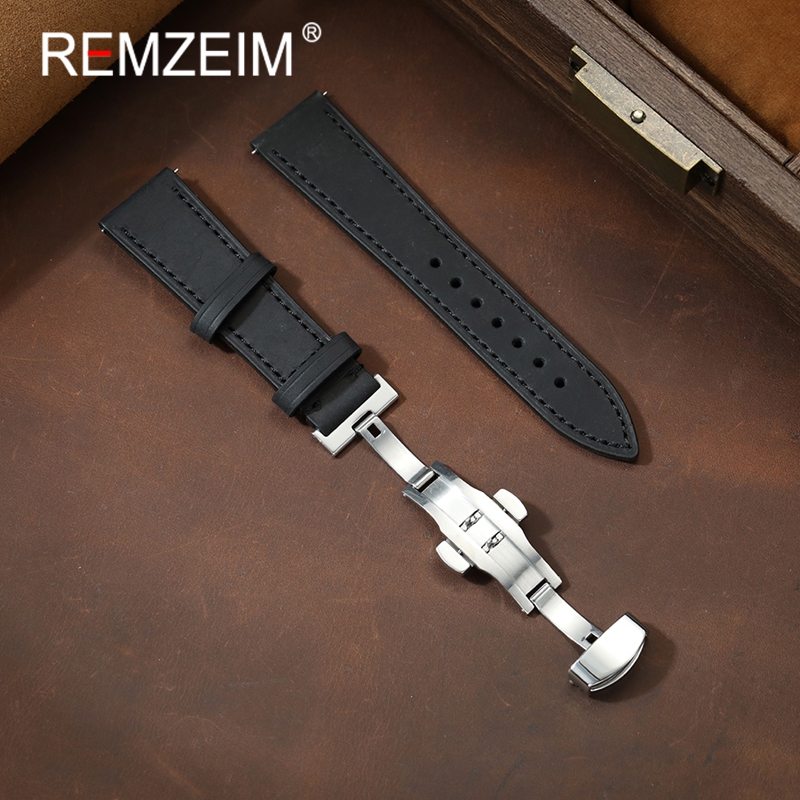 남녀 공용 크레이지 호스 가죽 시계줄 18mm 20mm - Smartwatch Vintage Watches For Women 리뷰 및 가격