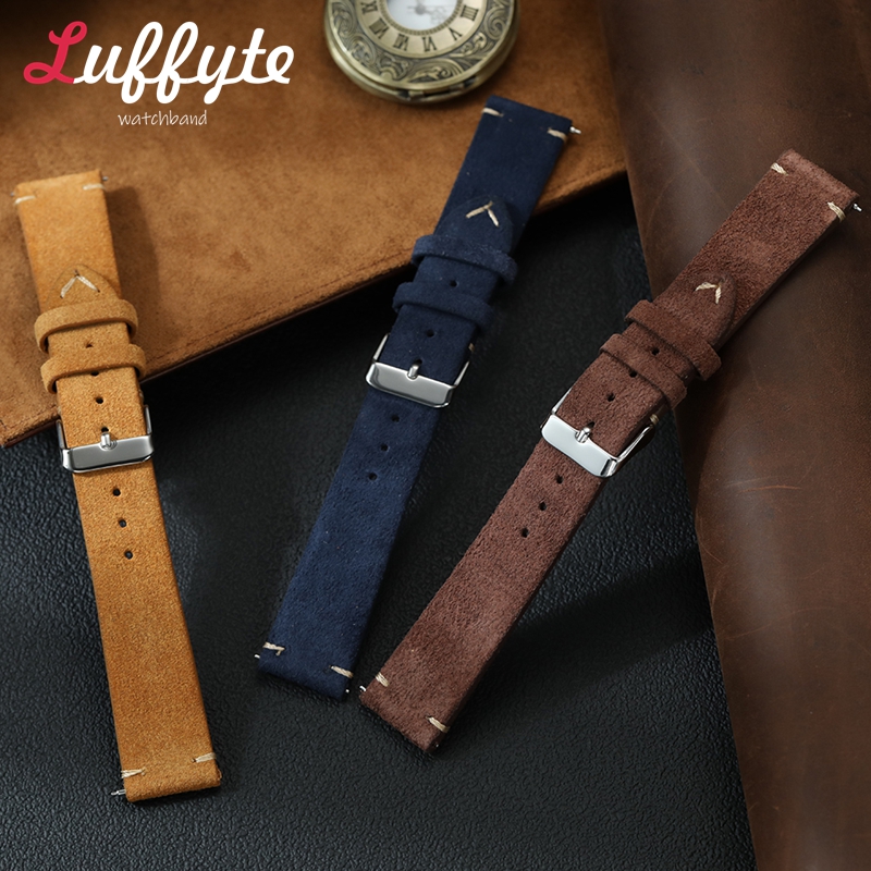 빈티지 스웨이드 가죽 시계줄 18mm 20mm 22mm - Smartwatch Vintage Watches For Women 리뷰 및 가격