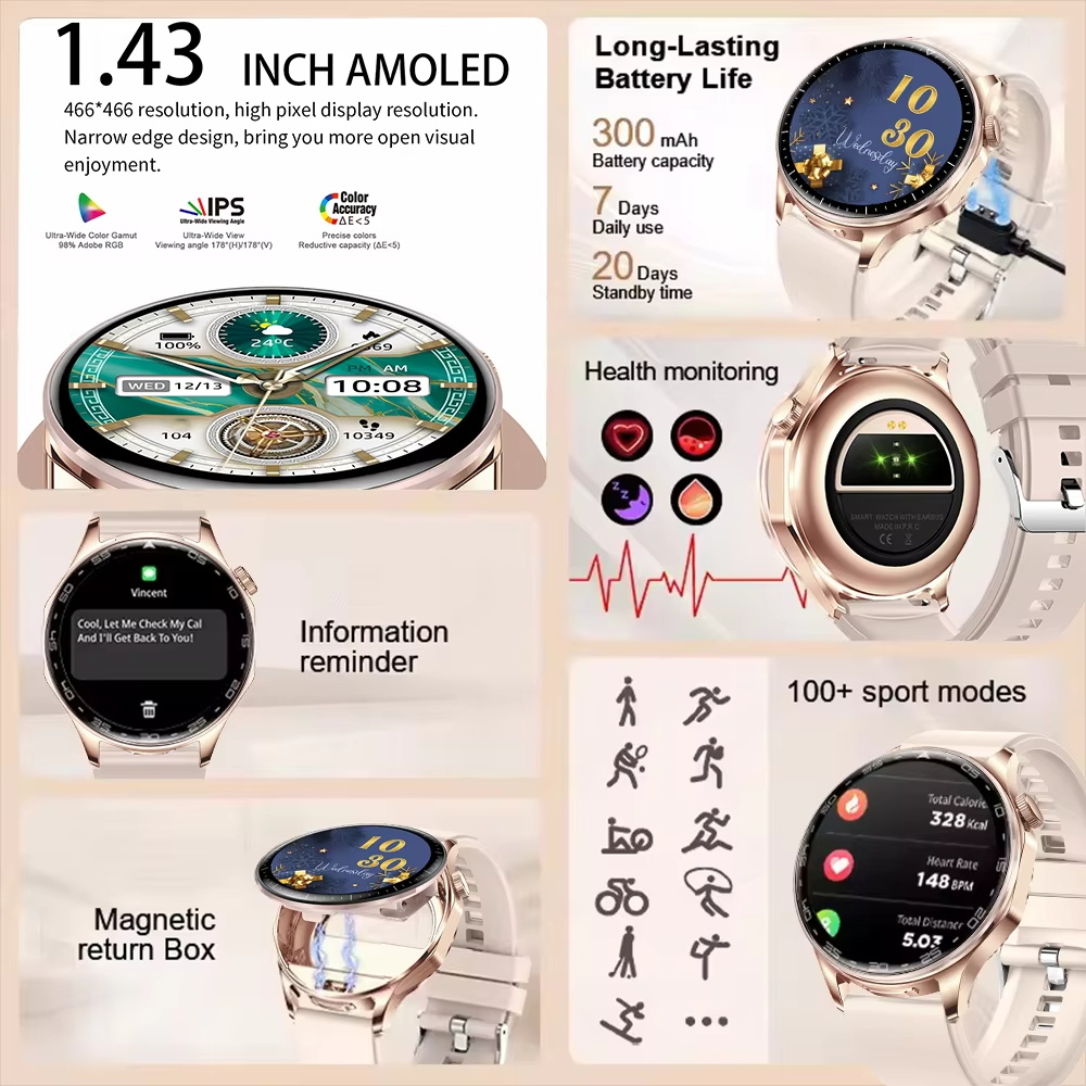 DAORKOW 스마트워치 T98 블루투스 통화 무선 이 - Smartwatch Noise Watches 리뷰 및 가격