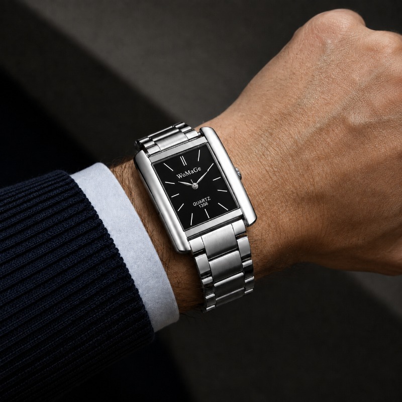 비즈니스 남성용 시계 패션 사각 다이얼 스테인리스 스틸 - Smartwatch Casual Watches For Men 리뷰 및 가격