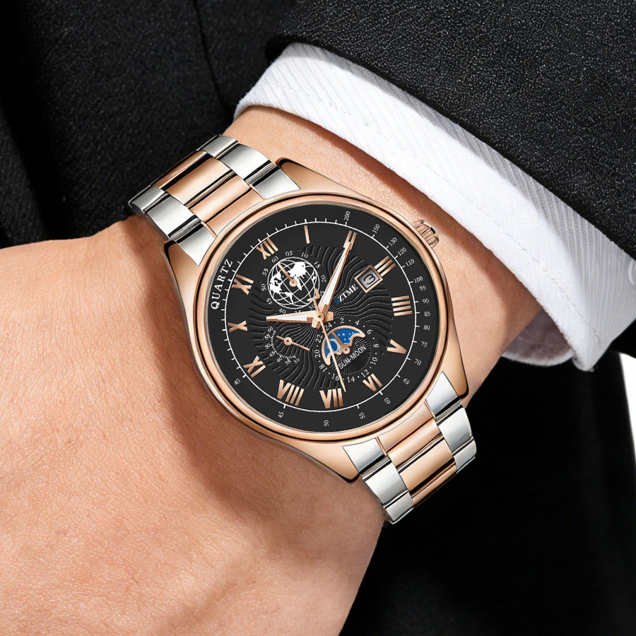 비즈니스 고급 남성용 시계 스틸 밴드 캘린더 로마 패턴 - Smartwatch Casual Watches For Men 리뷰 및 가격