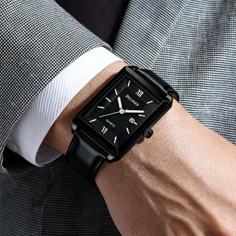 캐주얼 가죽 남성 시계 간단한 사각형 쿼츠 시계 달력  - Smartwatch Casual Watches For Men 리뷰 및 가격