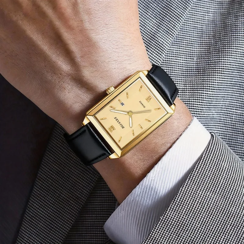 캐주얼 가죽 남성 시계 간단한 사각형 쿼츠 시계 달력  - Smartwatch Casual Watches For Men 리뷰 및 가격