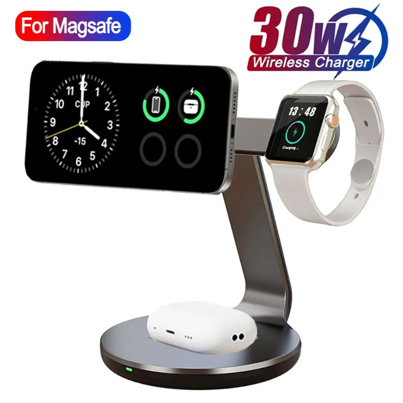 30W 3-in-1 고속 무선 충전 스테이션 마그네틱  - Watch 7 Smartwatch Iphone 리뷰 및 가격