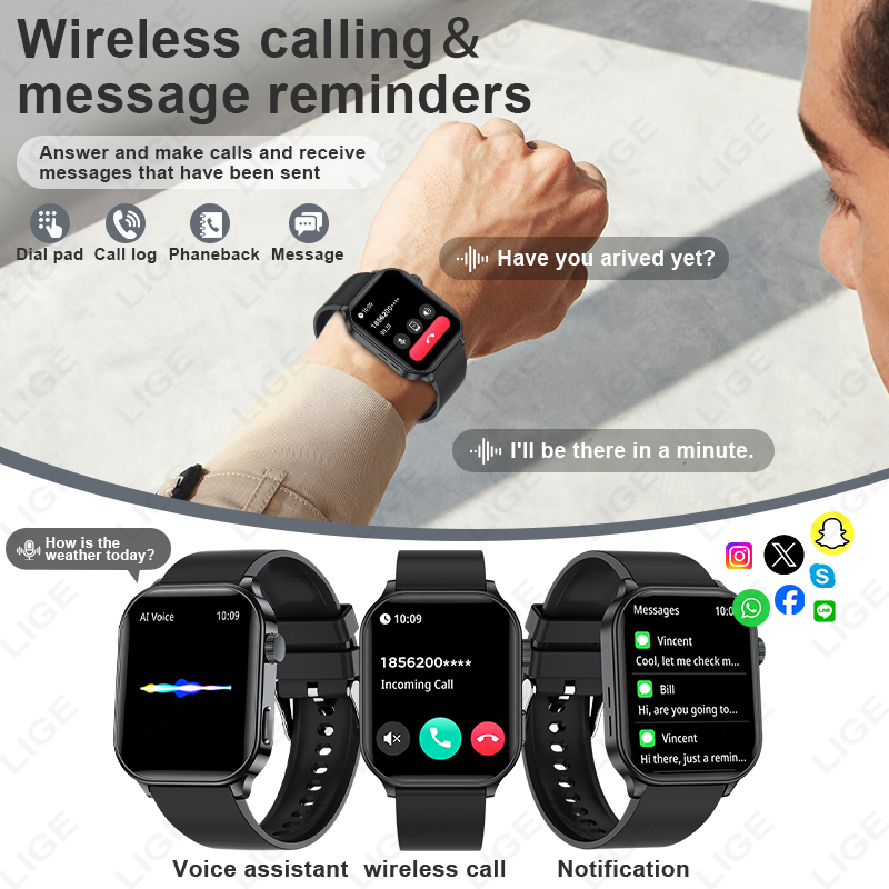 LIGE 오리지널 브랜드 스마트 시계 블루투스 통화 스 - Smartwatch Watches For Women Branded 리뷰 및 가격
